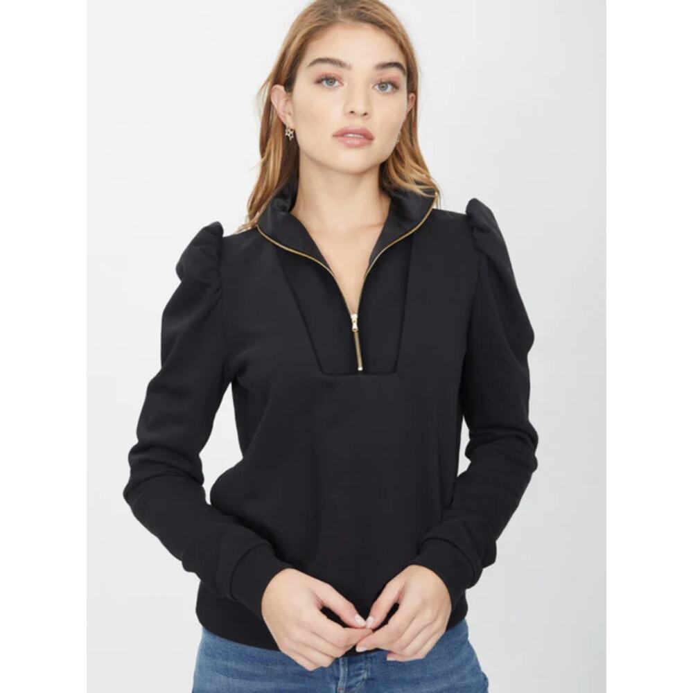 GENERATION LOVE Black Nariah zip puff-sleeve sweatshirt Small S